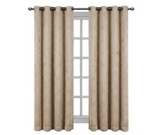 Bella Tülle Blackout Weave geprägt Fenster Vorhang Panel, Paar/Set von 2 heraklithplatten, von Royal Hotel, Polyester, beige, 104X96 Pair