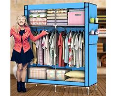 ULHome Tragbarer Kleiderschrank, Kleiderschrank, Stoff, Aufbewahrung, Organizer (Größe – 175,9 x 109,2 x 45,7 cm) (blau)