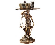 Design Toscano Blinde Gerechtigkeit, Skulpturaler Tisch mit Glasplatte