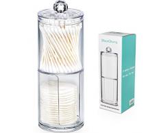 SheeChung qtip Halterung Spender Set – Apotheker Marmeladengläser Badezimmer Kunststoff Klar Acryl für Baumwolle Bälle, Wattestäbchen, q-Tips, Baumwolle Runden, Make-up-Pads Vorratsdose