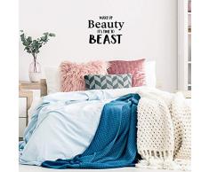 Wandtattoo / Wandaufkleber aus Vinyl, Motiv Wake Up Beauty Its Time to Beast, 43,2 x 55,9 cm, modern, witzige Frauen-Empowerment, motivierendes Zitat für Zuhause, Wohnung, Schlafzimmer, Badezimmer, Küche, Schrank