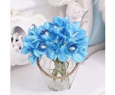 Real Touch Orchidee Hochzeit Blumen für Zimmer, Haus, Hotel, Party, Event, Dekoration, Mehrfarbig blau