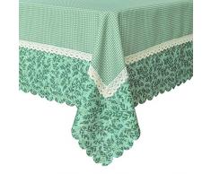 Weiwo Dekorative Grün Mesh Print Spitze Wasserabweisend Tischdecke knitterfreie und schmutzabweisend Stoff Tischdecken für Küche Raum 60 x 84 Rectangular Green Mesh