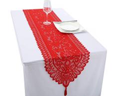 rockcloud Spitze Tischläufer für Hochzeit Bankett Dekoration, Weihnachten Party Tischdeko, Polyester, rot, 13 X 54