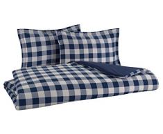 Flanell Wendebettwäsche 100% Baumwolle gebürstet auf beiden Seiten 1 Bettbezug 218,4 x 218,4 cm 2 kissenrollen 50,8 x 50,8 cm, Buffalo Check Navy, King Size