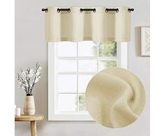 Lazzzy Waffelmuster Strukturierte Küche Stufe Vorhänge für Badezimmer Gardinen Set Pole Top 18| Valance N-beige