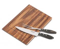 Tramontina 29899/171 Tranchierset Tranchierbesteck, 3-teilig, Tranchiermesser, Tranchiergabel und Schneidebrett, FSC, Edelstahl AISI 420, Holz
