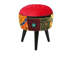 Inter Link Veracruz Hocker, Massivholz, Baumwolle, Mehrfarbig, 37 x 37 x 42 cm