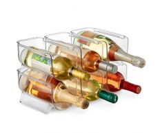 Seseno Set von 6 Wein und Wasser-Flaschen-Organizer, stapelbare plastikwein-zahnstangen-Halter für Pantry, küche, kühlschrank, ideal lagerung für Wein, soda, pop und Bier, klar
