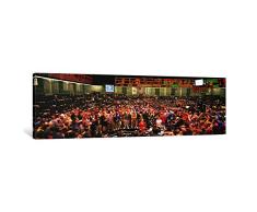 iCanvasART, große Gruppe von Menschen auf dem Parkett, Chicago Board of Trade, Chicago, Illinois, USA Leinwand Kunstdruck Panorama Bilder, 48 x 16, 0.75 Deep