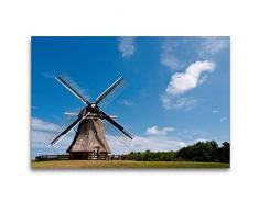 Premium Textil-Leinwand 120 x 80 cm Quer-Format Windmühle in der Nähe von Nes | Wandbild, HD-Bild auf Keilrahmen, Fertigbild auf hochwertigem Vlies, Leinwanddruck von Michael Bücker