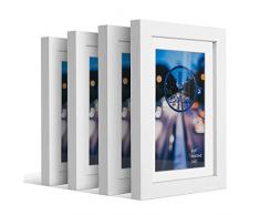 iDecorlife Premium Bilderrahmen 11 x 14 cm Weiß - 8x10 Bilderrahmen mit Matte oder 11x14 Bilderrahmen ohne Matte - Wandmontage fertig Holz Fotorahmen für 11 x 14 cm oder 8 x 10 Bilder 4x6 weiß