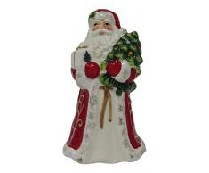 Spode Weihnachtsmannfigur Weihnachtsglocke, roter Mantel, mit Geschenk und Baum, 12,7 x 7,1 cm