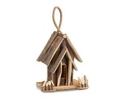 Relaxdays Vogelhaus Deko, Holz Vogelhäuschen mit Aufhängung, handgefertigte Vogelvilla, Dekoration für Balkon, natur
