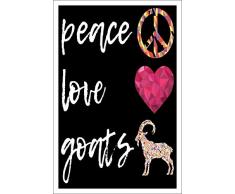 Spitzys Poster Peace Love Goats Lustiges Hipster Bauernhof, 30,5 x 45,7 cm, inkl. weißer Bordüre