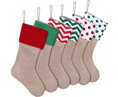 SATINIOR 6 Stück Weihnachtsstrümpfe aus Jute, Weihnachtsstrümpfe, dekorative Strümpfe für Weihnachtsdekoration
