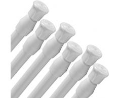QINGYUN Spannstange – 6 Federspannstäbe für Küche, Bad, Schrank, Fenster, Bücherregal, DIY-Projekte, ausziehbare Länge 40,6-71,1 cm 16-28inch White-6pcs