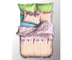 DecoKing 05095 Bettwäsche 135x200 cm Kinderbettwäsche mit 1 Kissenbezug 80x80 Bettwäscheset Microfaser Reißverschluss Basic Collection Chuck orange weiß lila