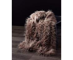 Orient Home Collection De moocci Luxus Super Weiches Mongolisches Kunstfell Überwurf Decke, 50 in 60 in, Cozy Warm Atmungsaktiv, Best für Winter – Décor für Schlafcouch 50*60 Helles kaffebraun