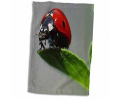 Handtuch / Sporthandtuch mit 3D-Rosenmotiv, Motiv: echter Marienkäfer, 15 x 22 cm