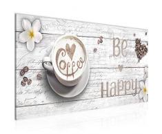 Bilder Küche Kaffee Wandbild 100 x 40 cm Vlies - Leinwand Bild XXL Format Wandbilder Wohnzimmer Wohnung Deko Kunstdrucke Weiß 1 Teilig - MADE IN GERMANY - Fertig zum Aufhängen 020612c