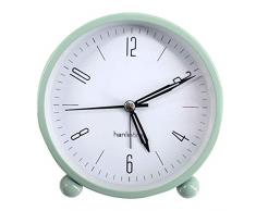 Sun Kea 10,2 cm runder lautloser Wecker, Nicht tickend, Schreibtisch Nachttisch, batteriebetrieben, Reisewecker, Nachtlicht, große Zahlen Casual One Size grün