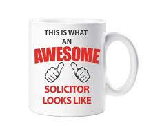 60 Second Makeover Limited 60SECMUG495 Tasse mit Aufschrift „60 Second Makeover This Is What An Awesome Solicitor Looks Like“, Geschenk für Geburtstag, Weihnachten, keramik, weiß