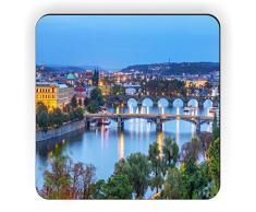 Rikki Knight View von Prag bei Sonnenuntergang Design Quadratisch Kühlschrank Magnet