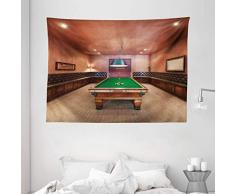 Moderne Decor Gobelin von ambesonne, Entertainment-Zimmer in Luxus Mansion Pool Tisch Billard Lifestyle zum Aufhängen, für Schlafzimmer Wohnzimmer Wohnheim, Zimt Braun Grün, Textil, Multi 1, 80 W By 60 L