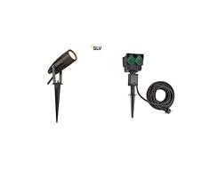 SLV LED Strahler SYNA mit Erdspieß im 3er Set inkl. 4-fach Steckdose, Außenlampe für die Beleuchtung von Garten, Terrasse, Pflanzen, Wegen, Teich, Aussen-Leuchte, Außen-Strahler, IP55, 1,5 m Kabel