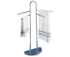 WENKO 16610100 Handtuchständer Raumwunder mit 4 Armen - Kleiderständer, bewegliche Arme, platzsparend, halber Standfuß, Stahl, 33 x 93.5 x 48 cm, Chrom