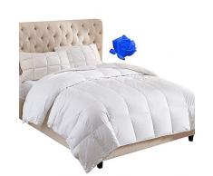 WhatsBedding Bettdecke aus 100% Baumwolle, weiße Gänsedaunen und Federn, hypoallergen. Ganzjahres-Bettwäsche-Einlage oder Steppdecke California King weiß