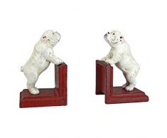 Design Toscano SP2524 Buchstützen auf Gusseisen Über den Zahn Bulldogge, Ständer und Stützen, Metall, mehrfarbig, 2,75 x 7,5 x 9 cm