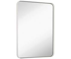 Hamilton Hills Wandspiegel, modernes Design, Metall, Glasscheibe, gerahmt, abgerundete Ecken, tiefes Set 22 x 30 weiß