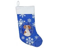 Carolines Treasures Winter-Schneeflocken, Bretagne Spaniel, Weihnachtsstrümpfe, Mehrfarbig