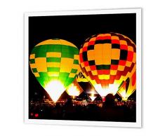 3dRose HT 119894 _ 3 Hot Air Luftballons Glowing bei Nacht Bügelpapier für weiß Material, 10 by 25,4 cm