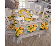 Petti Artigiani Italienische Tischdecke, schmutzabweisend, für Küchentisch 140x360 cm Arance