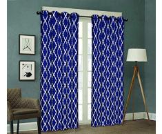 Olivia Vorhang, Blickdicht, Bedruckt, 137 x 213,4 cm, Grau In, Marineblau