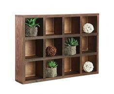 12 fach Holz freistehend oder Wand montiert Shadow Box, Display Wandregal Regal, holz, coffee, M