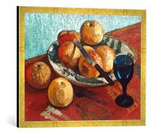 Gerahmtes Bild von Paula Modersohn-Becker Stilleben mit Äpfeln und grünem Glas, Kunstdruck im hochwertigen handgefertigten Bilder-Rahmen, 70x50 cm, Gold Raya