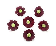Künstliche Blumenköpfe in Großhandel zum Basteln, künstliche Sonnenblumen, Gänseblümchen, Seide, Handarbeit, Blumenköpfe, Hochzeit, Dekoration, DIY Kranz, Geschenkbox, Scrapbooking, Kunstblume 100 Stück, 4 cm burgunderfarben