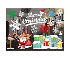 Onecut Weihnachts-Aufkleber, Dekoration, PVC, Abnehmbarer Weihnachtsmann, Weihnachtsbaum, Schneeflocken, DIY Wand Fenster Tür Wandbild Aufkleber für Vitrinen, 54,6 x 38,1 cm A01