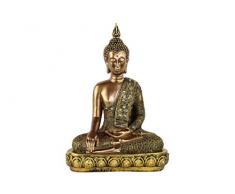 Urban Trends Kunstharz Buddha Figur mit spitzem Ushnisha in Bhumisparsha Mudra auf Lotus Sockel und bemalt und Finish, Gold