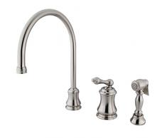 Nuvo ES3818ALBS Elements of Design Chicago Küchenarmatur mit Messingbrause 22,9 cm, gebürstetes Nickel