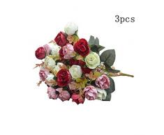 Packozy 7 Stück mit 21 Kreppen, künstliche Rosenblätter, für Zuhause, Esstisch, Hochzeit, Party, Garten, Café, Meetingraum, DIY Blumenarrangement rot