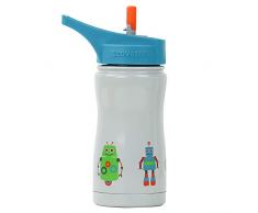 EcoVessel Frost TriMax dreifach isolierte Edelstahl-Trinkflasche mit aufklappbarem Trinkhalm – 313 ml, FST400BR-2, Frost Blue