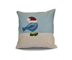 E by design PHAN685BL13BL34-26 Kissen Merry Christmas Bird, 66 x 66 cm, Blaugrün