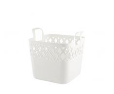 H+H White Papierkorb Quadro, Polyethylen, Weiß, 32 x 32 x 37 cm
