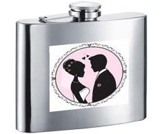 VisolBraut und Bräutigam Edelstahl Flachmann, 6-ounce, Satin Finish, Chrom