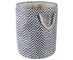 DII, Papierkorb aus geflochtenem Papier Rund Small Round Chevron Nautical Blue